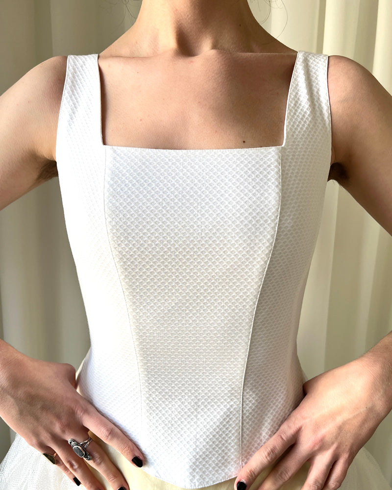 White Cotton Corset Top | S-M