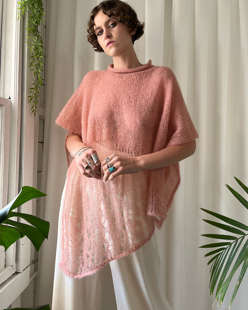 Y2K Loose Weave Mohair Poncho - Lucky Vintage