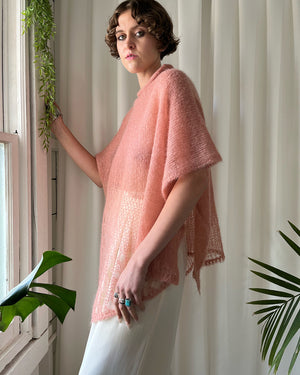 Y2K Loose Weave Mohair Poncho - Lucky Vintage