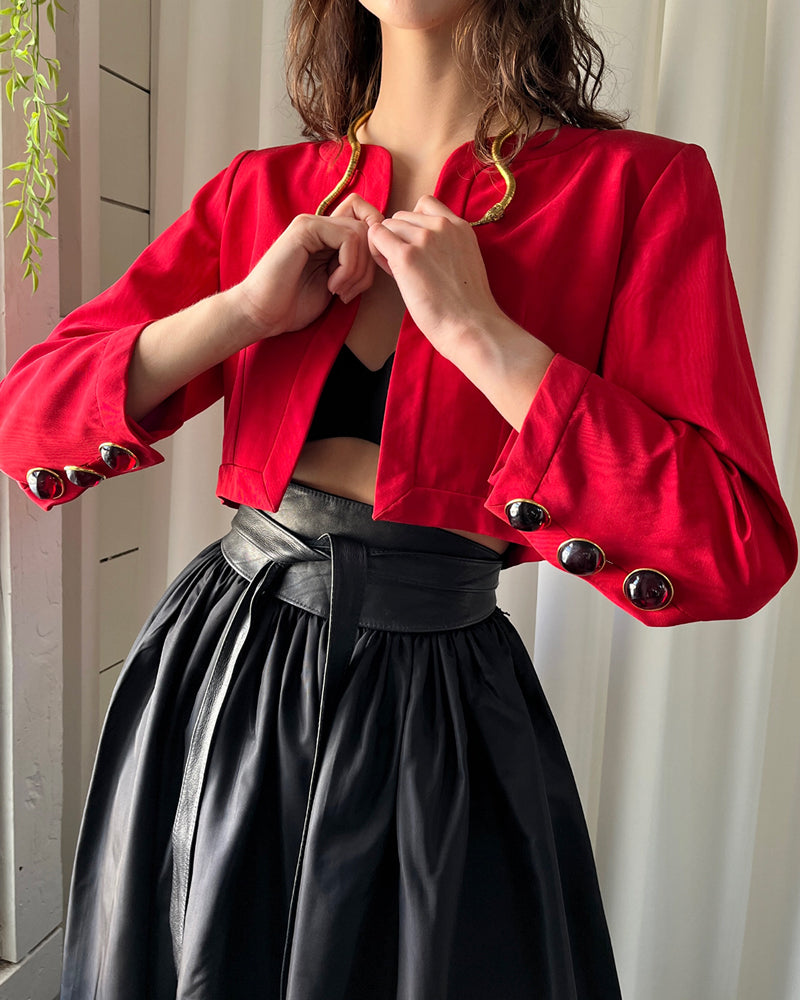 80s YSL Jeweled Button Bolero XS-M Lucky Vintage