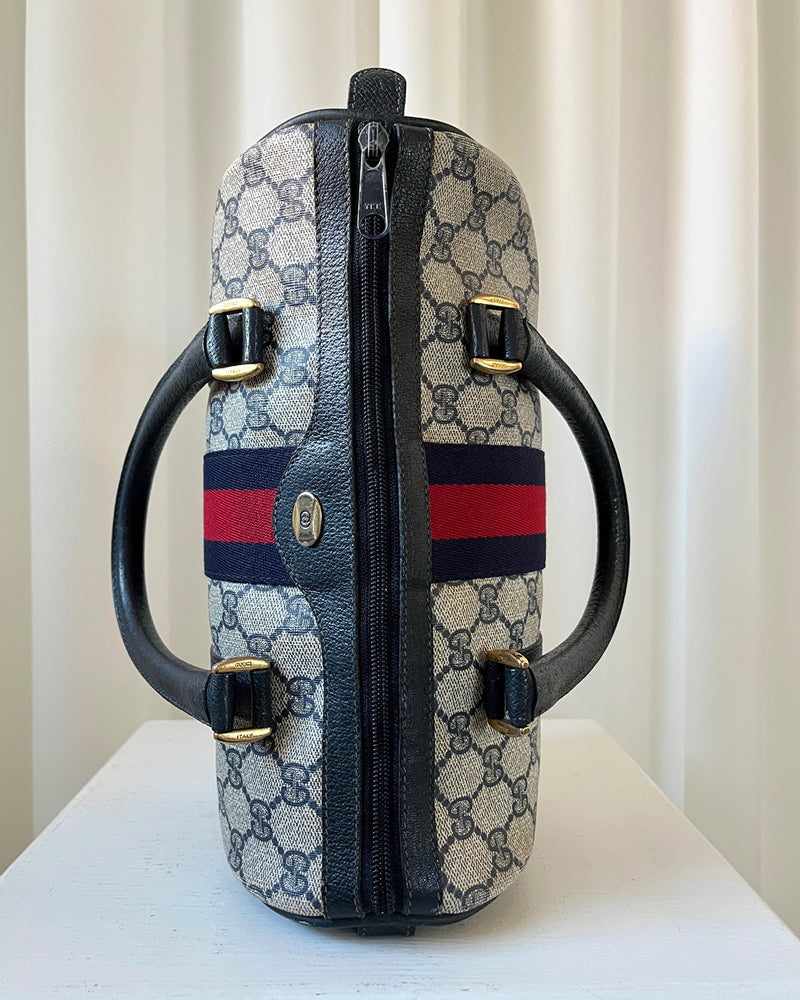 Gucci Vintage GG Supreme Web Stripe Boston Bag