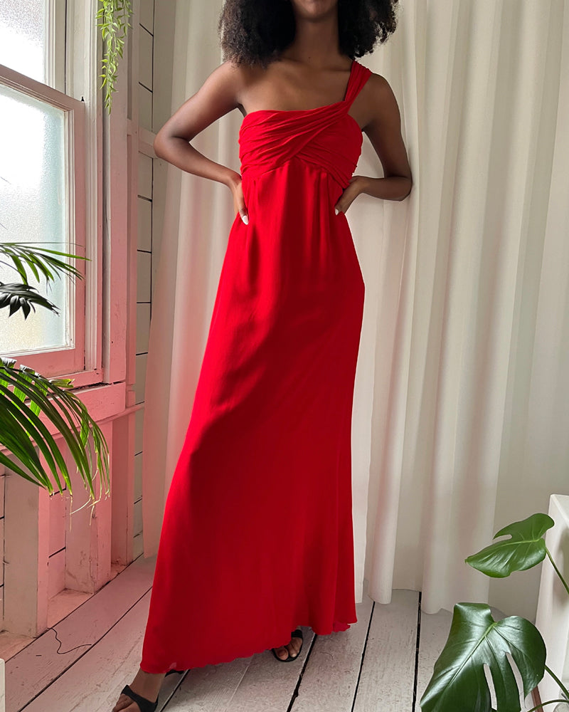 valentino one shoulder dresses Valentino Garavani One-Shoulder Silk Gown