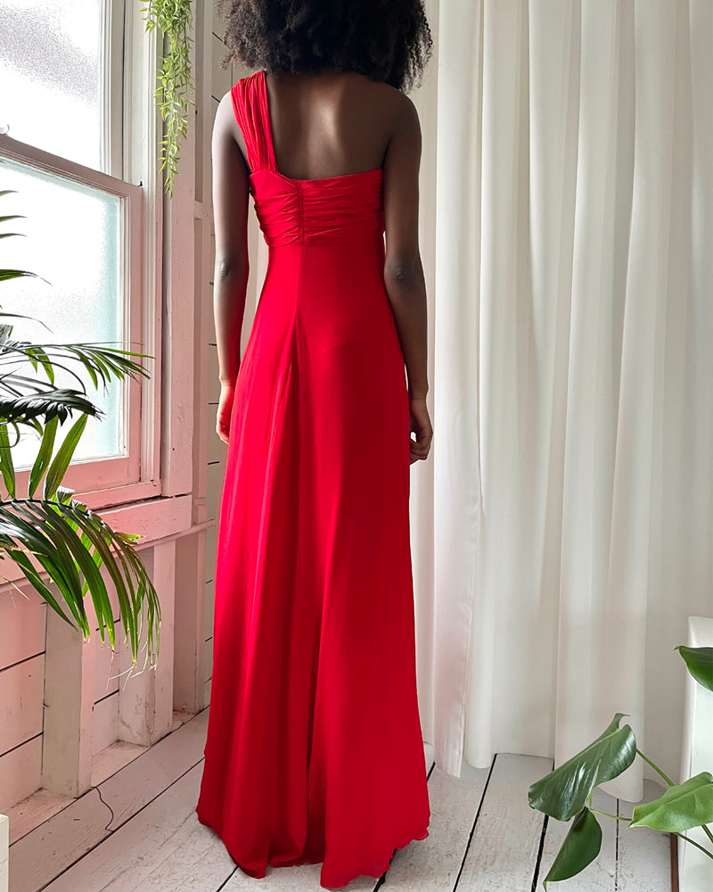 90s One Shoulder Valentino Silk Gown | XS - Lucky Vintage 90s One Shoulder Valentino Silk Gown | XS - Lucky Vintage