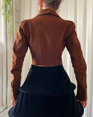 Victorian Cropped Brown Jacket | XS-S