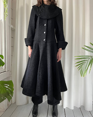 90s Textured Wool Princess Coat