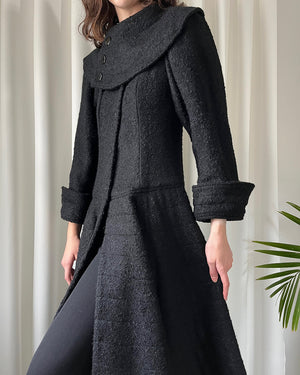 90s Textured Wool Princess Coat