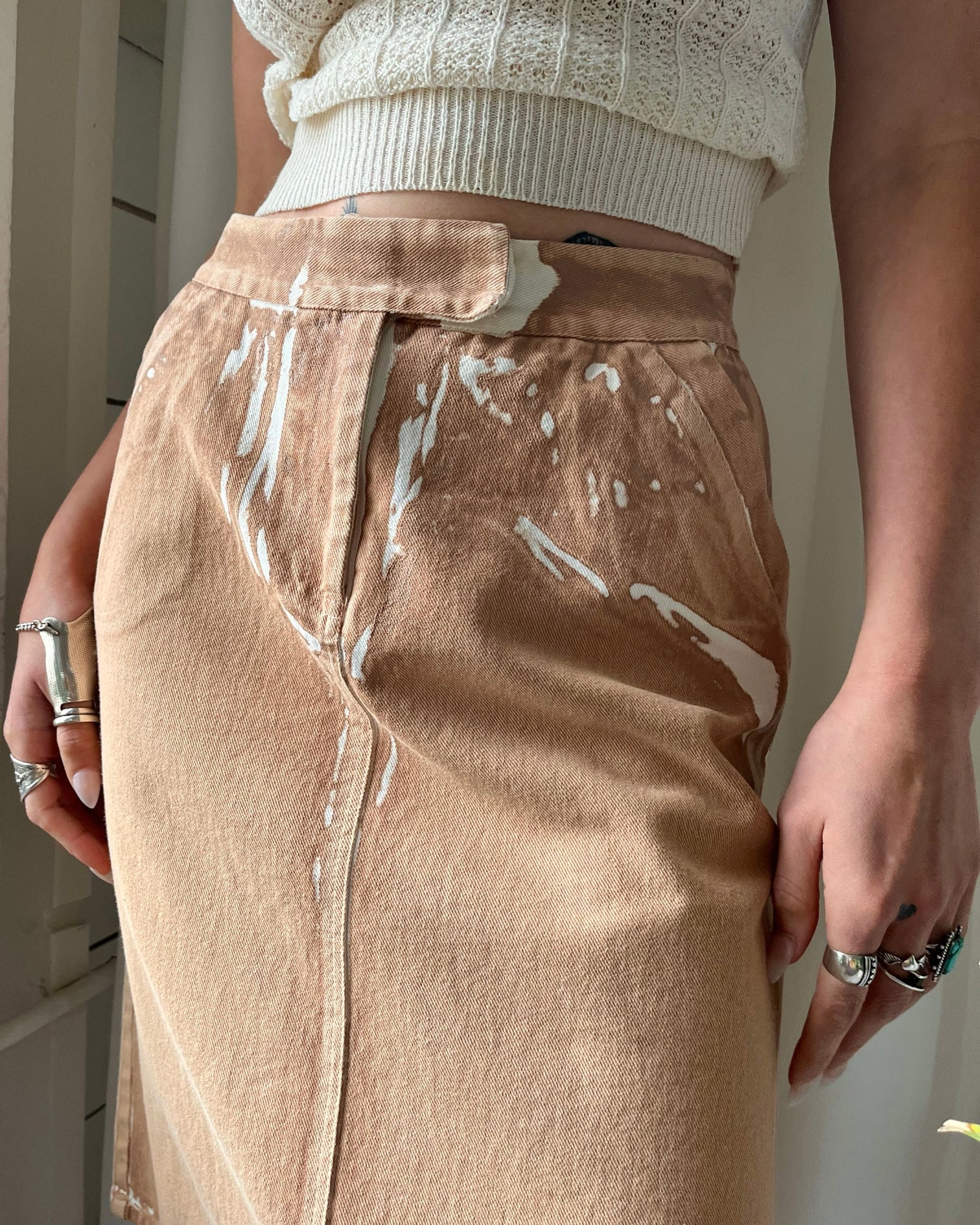 00s Painted Denim Skirt | M