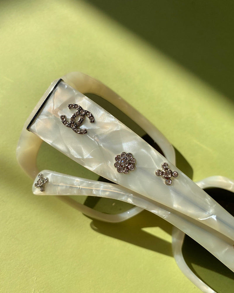 00s Chanel Ivory Marble Sunglasses