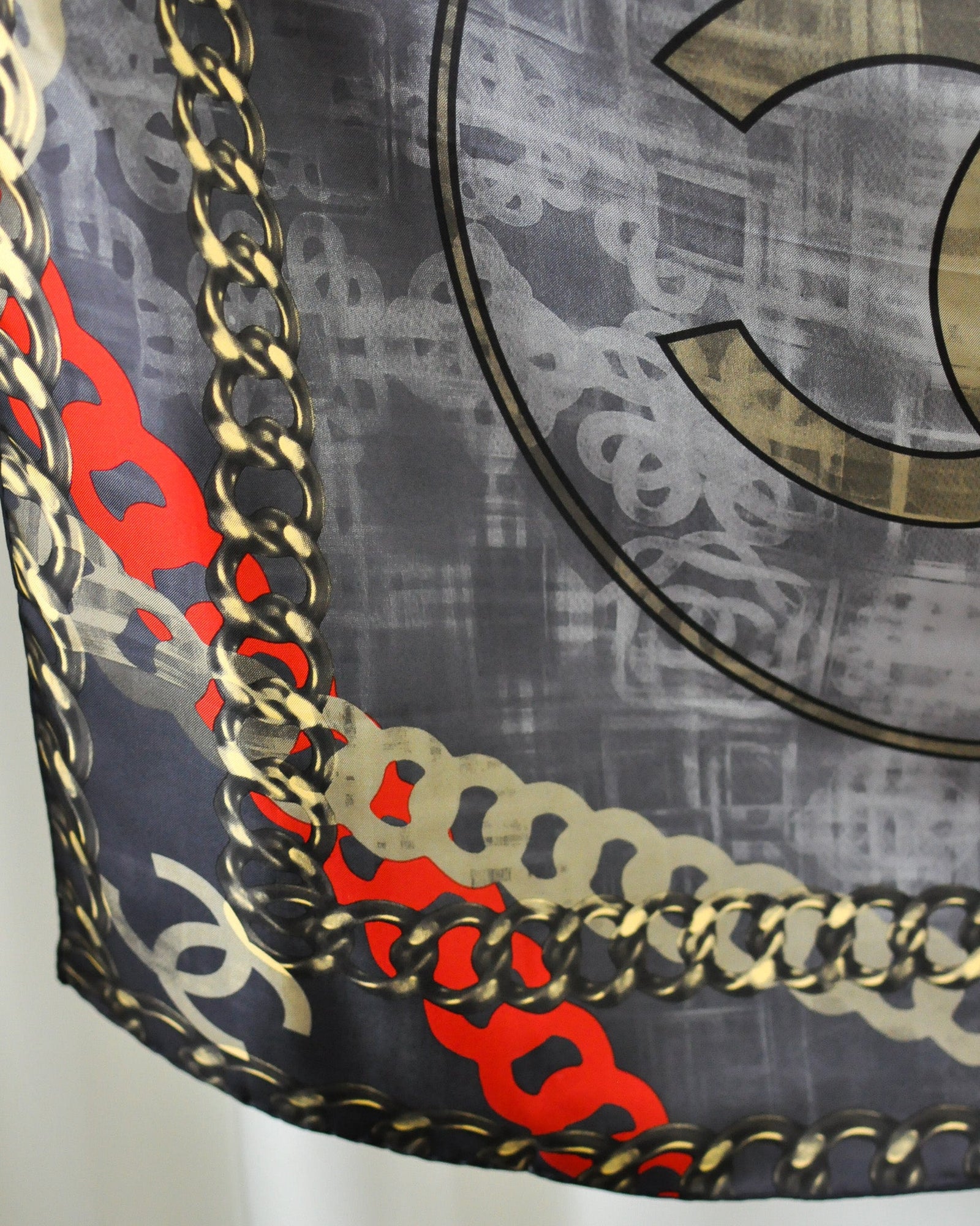 00s Chanel Chain Print Logo Silk Scarf - New with Tags