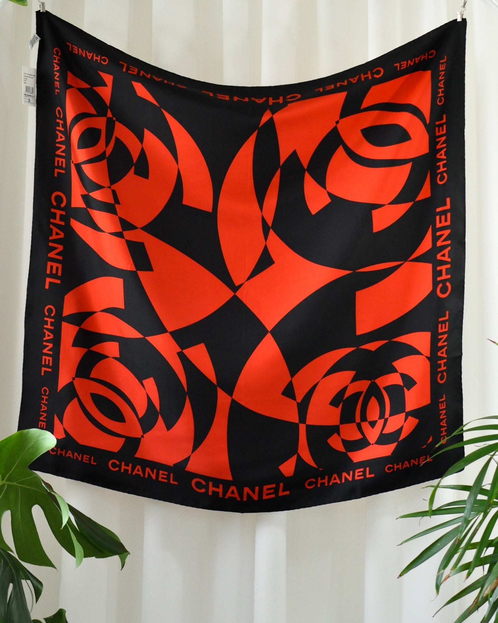 00s Chanel Black Logo Silk Scarf - New with Tags