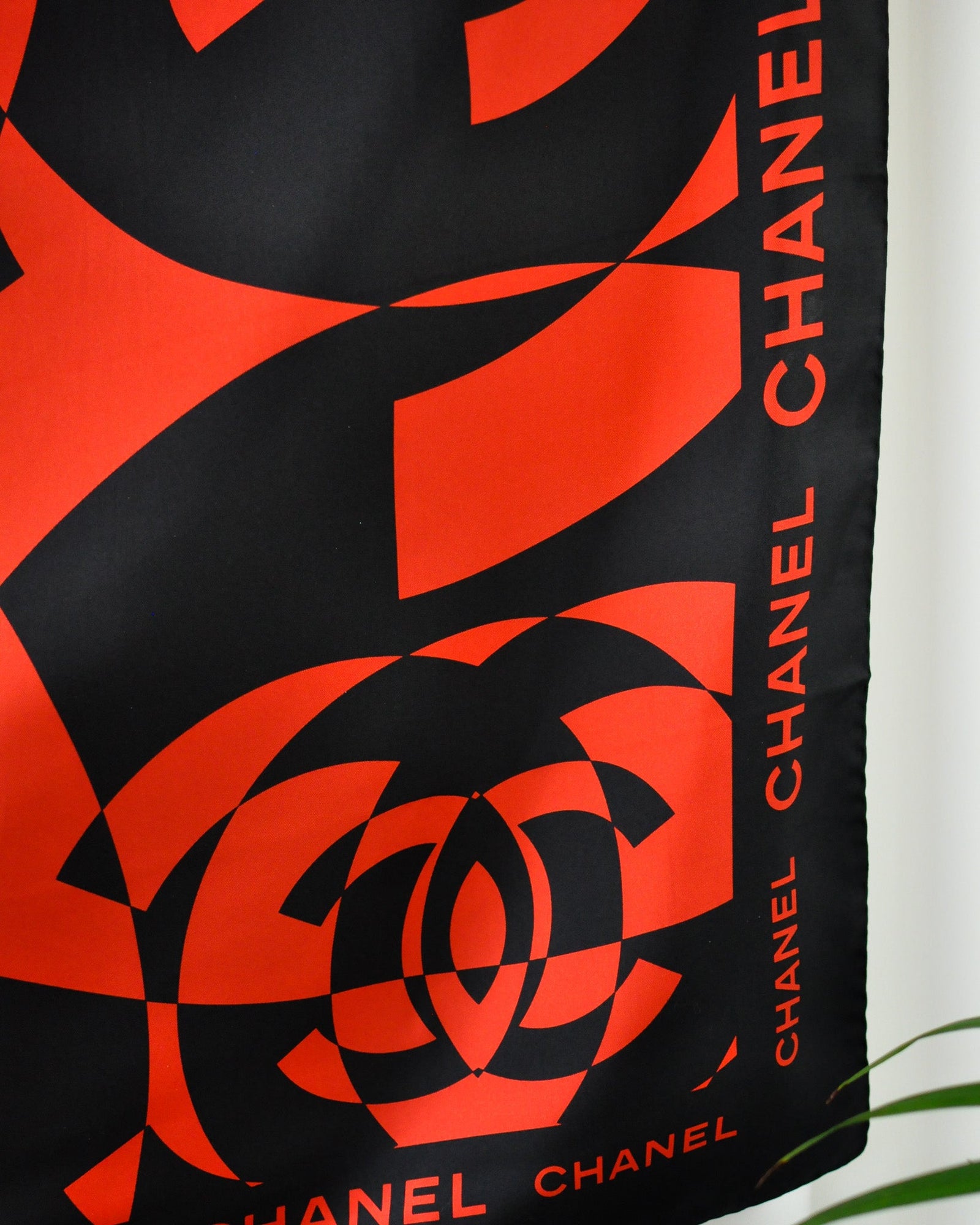 00s Chanel Black Logo Silk Scarf - New with Tags