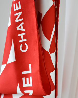00s Chanel Red Logo Silk Scarf - New with Tags