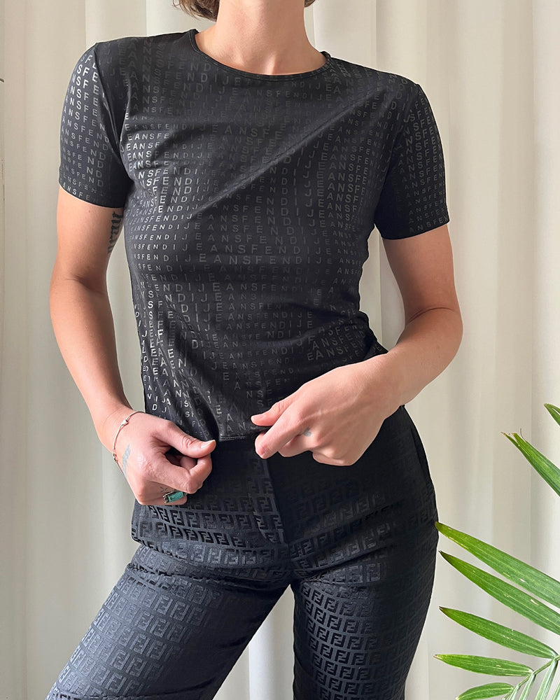 00s Fendi Logo Print Top | S-M