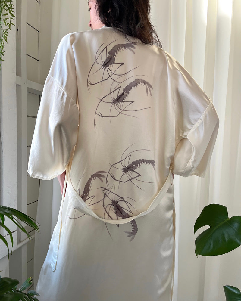 70s Hand Painted Silk Robe