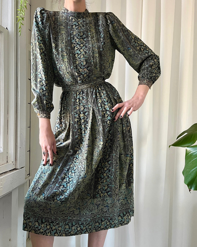 70s Paisley Silk Ensemble | S