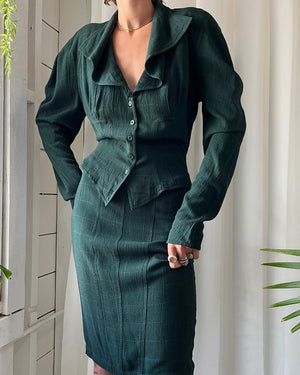 80s Karen Alexander Skirt Suit | M
