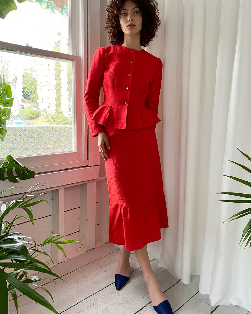 60s Marimekko Silk Suit | XS