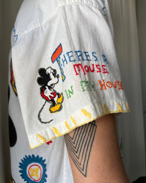 90s Embroidered Mickey Mouse Shirt | M-L