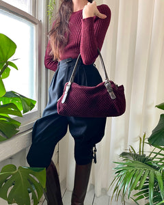 Miu Miu Crystal Embellished Leather and Matelassé Velvet Shoulder Bag Red -  Fleur De Riche