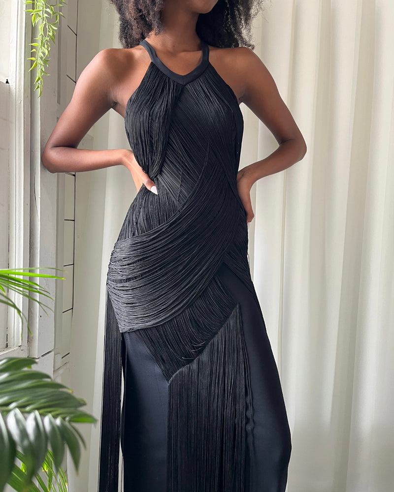 1989 Moschino Fringe Gown | XS-S 1989 Moschino Fringe Gown | XS-S