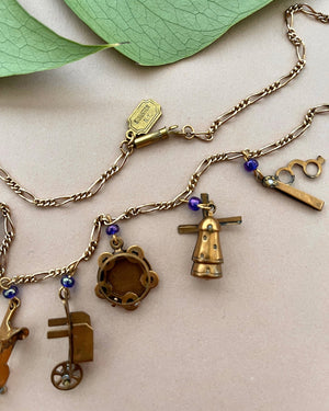 80s Brass Charm Necklace