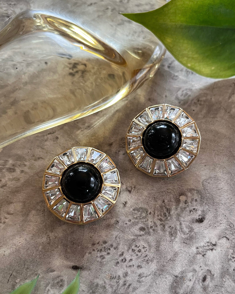 Sphinx Black & Crystal Earrings