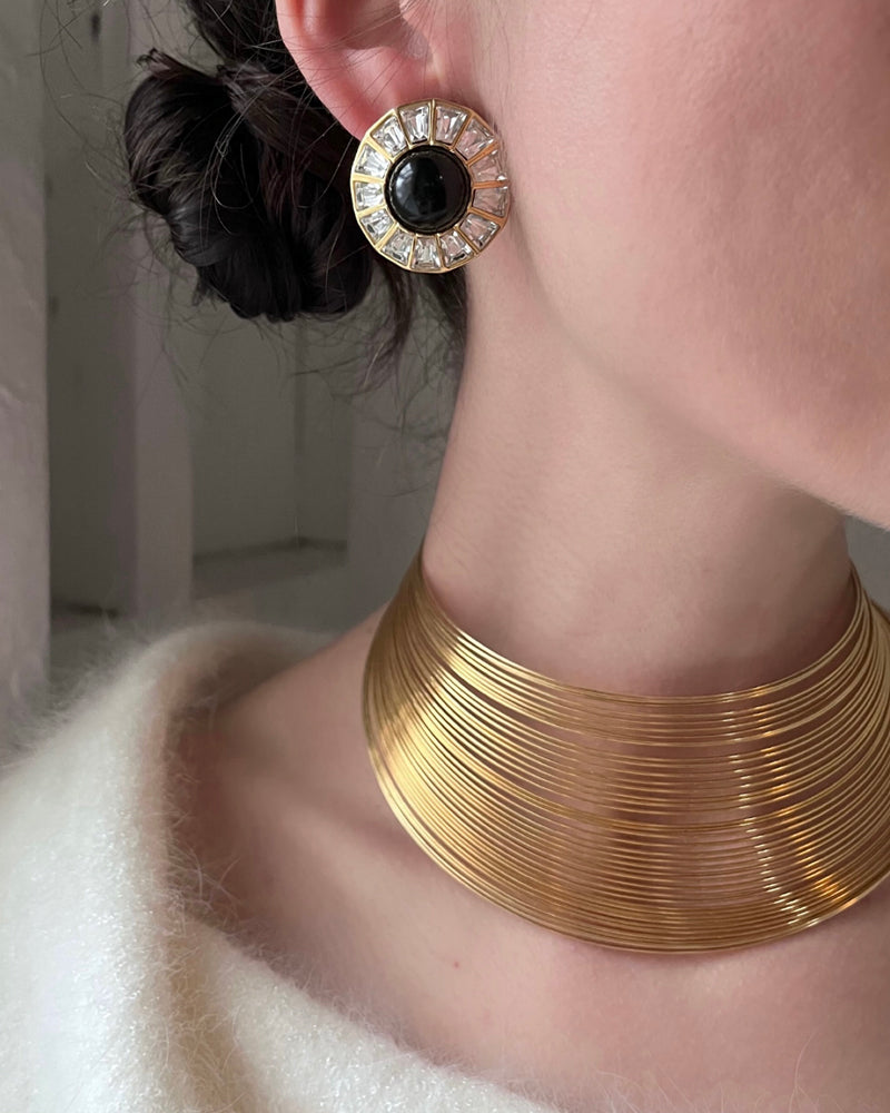 Sphinx Black & Crystal Earrings