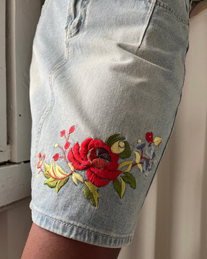00s Dior Embroidered Denim Skirt