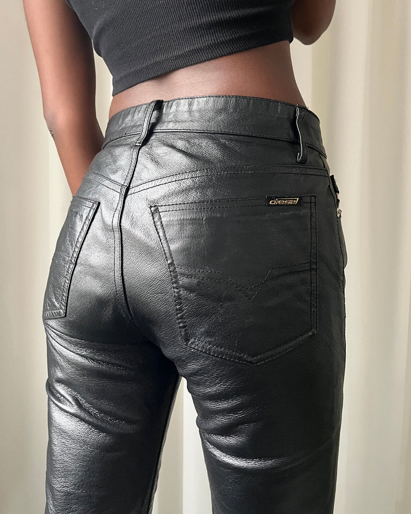 00s Black Leather Pants - Lucky Vintage